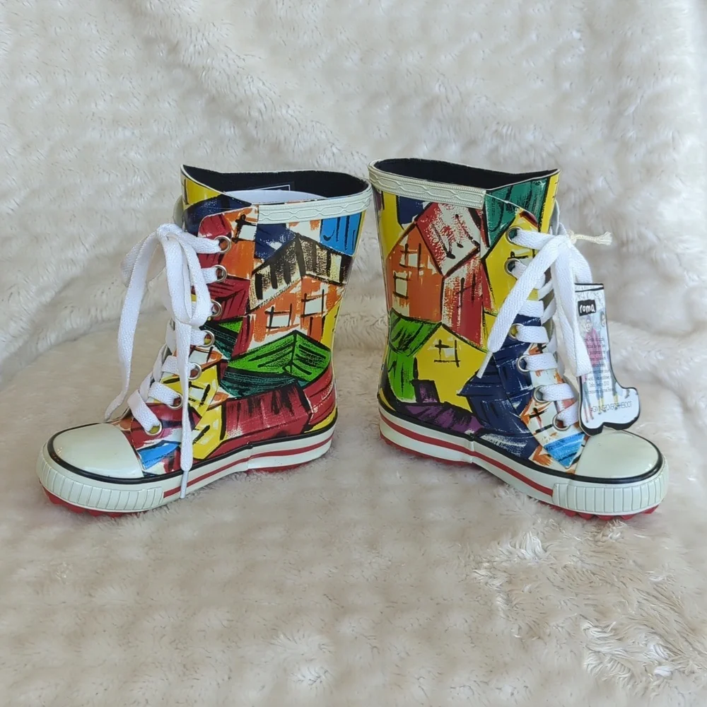 ROMA | Unisex Ilona Kids Art 1 Rainboots, Size 7, Multicolor